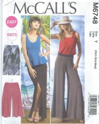 6748 EZ  KNIT FIT ELASTIC WST SKIRT, FLARE PANTS PATTERN 4-14